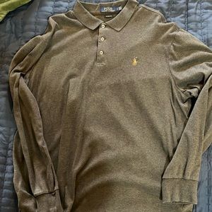 COPY - Long sleeve polo dress shirt. Grey in color.